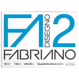 Album F2 - 24 x 33 cm - 10 fogli - 110 gr - quadretto 5mm - punto metallo - Fabriano