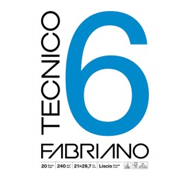 Blocco Tecnico 6 - 25 x 35 cm - 20 fogli - 240 gr - liscio - Fabriano