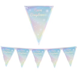 Festone bandiere Soft Rainbow - Buon Compleanno - 3 mt - Big Party