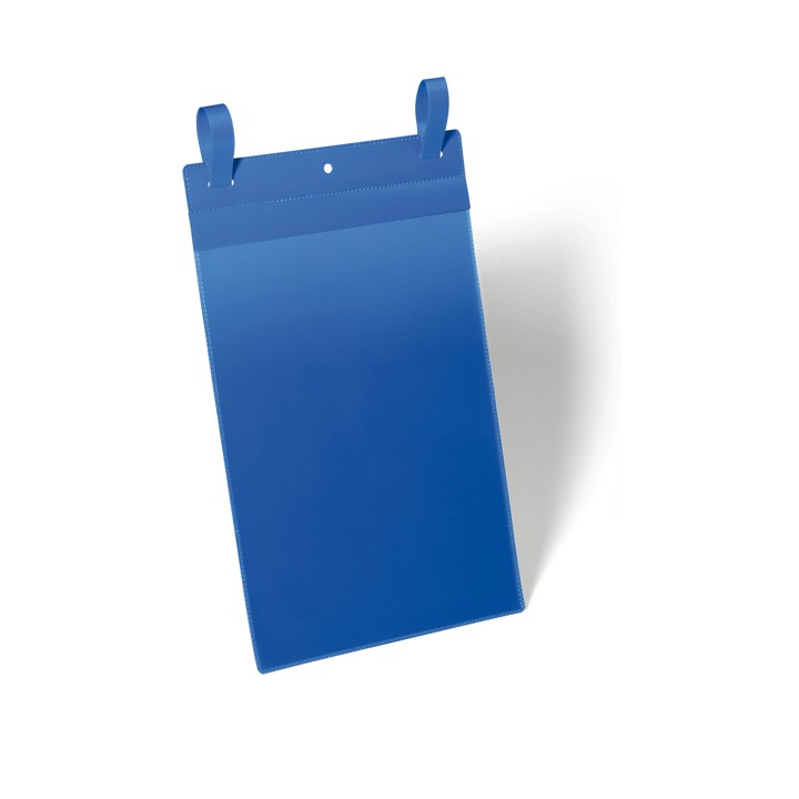 Buste identificative - con fascette di aggancio - A4 verticale - blu - Durable - conf. 50 pezzi