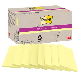 Blocco foglietti Post-it SuperSticky - 622R-SS8CY - 75 x 127 mm - carta riciclata - giallo Canary - 70 fogli - Post-it - conf. 8