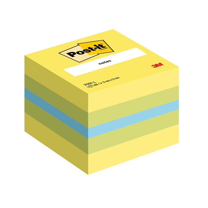 Blocco foglietti Minicubo - 2051-L - 51 x 51 mm - 72 gr - colori assortiti - 400 fogli - Post-it