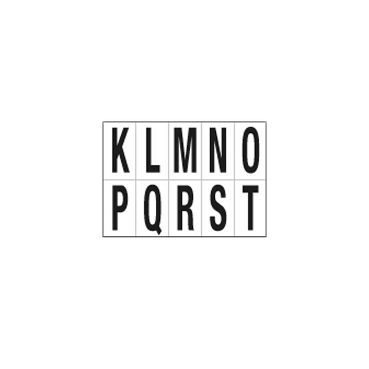 Lettere adesive da K a T - in PVC - 70 x 124 mm - 10 et/fg - 1 foglio - nero/bianco